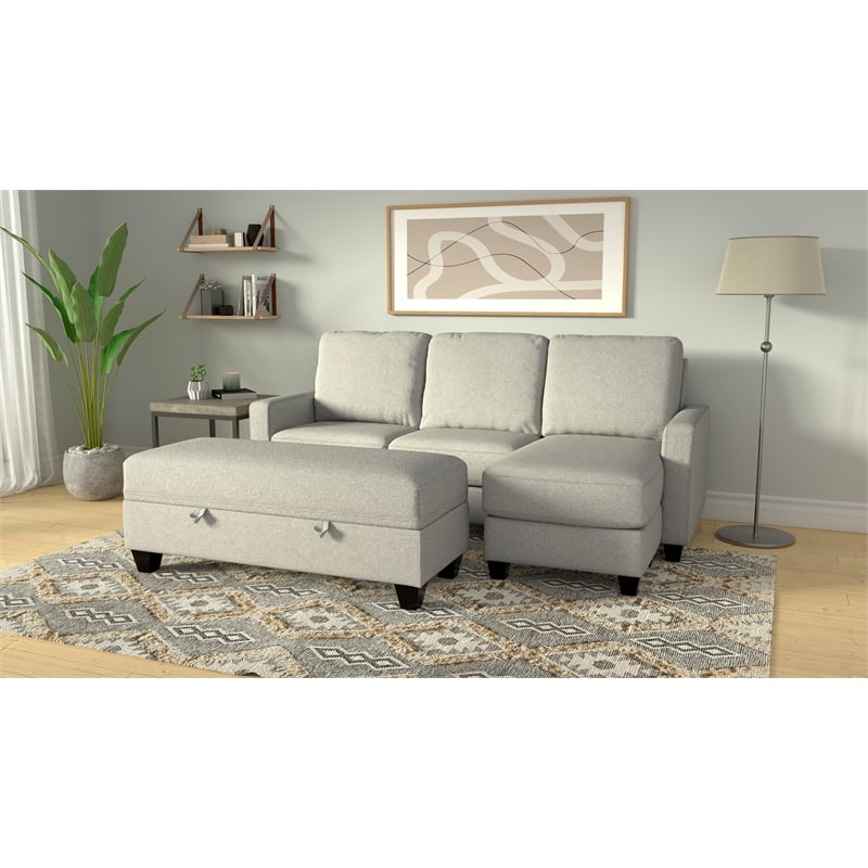 Wallace & Bay Fabric Storage Ottoman in Beige