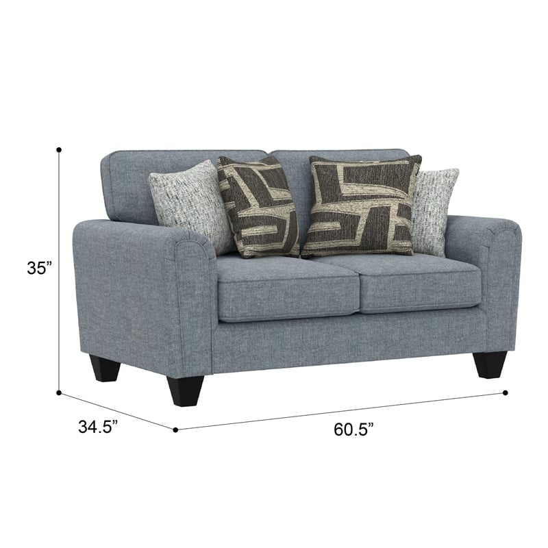 Blue Smooth Weave Loveseat