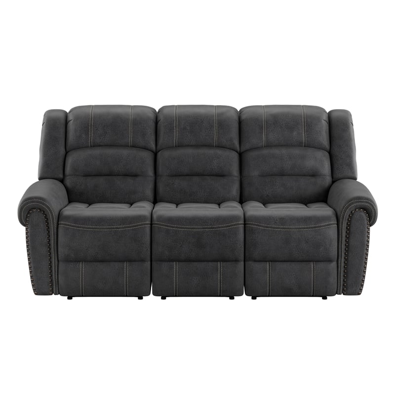 Gray Faux Leather Reclining Sofa