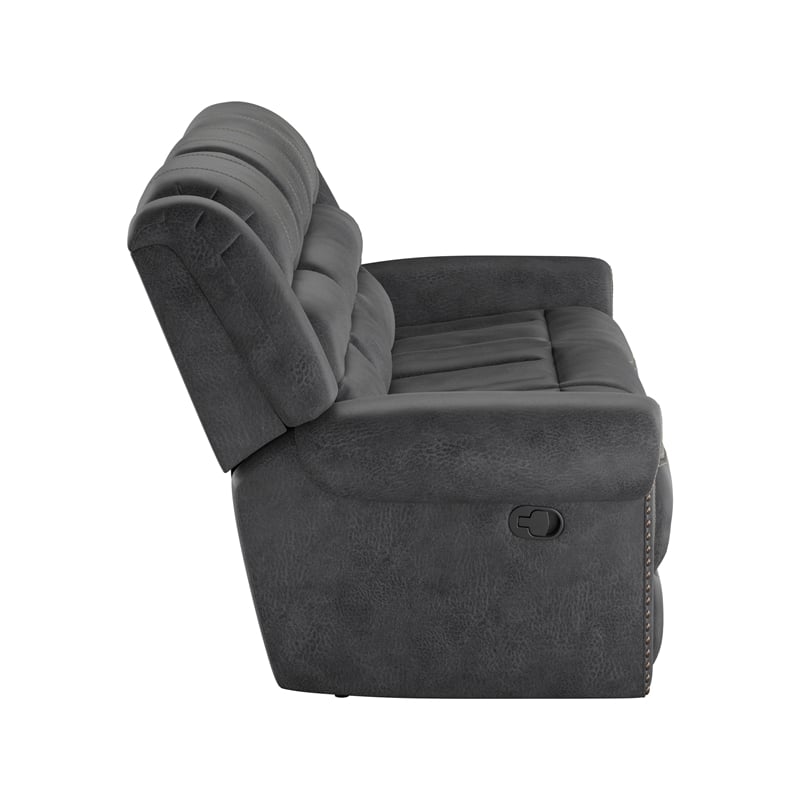 Gray Faux Leather Reclining Sofa