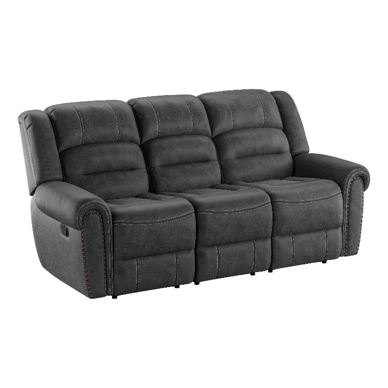 Gray Faux Leather Reclining Sofa