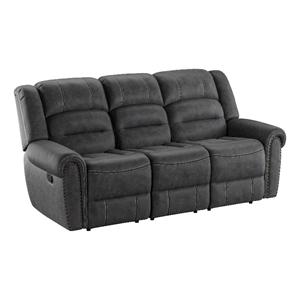 Gray Faux Leather Reclining Sofa