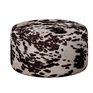 Brown Cow Print Velvet Round Cocktail Ottoman