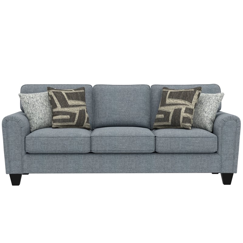 Blue Smooth Weave Upholstered Sofa