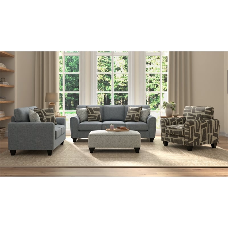 Blue Smooth Weave Upholstered Sofa