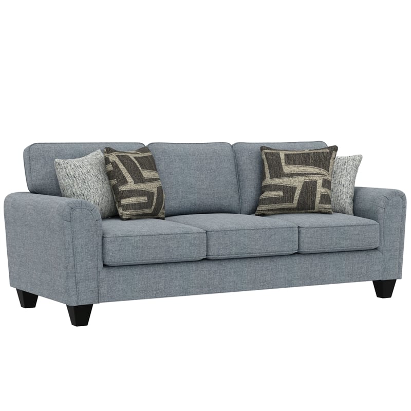 Blue Smooth Weave Upholstered Sofa