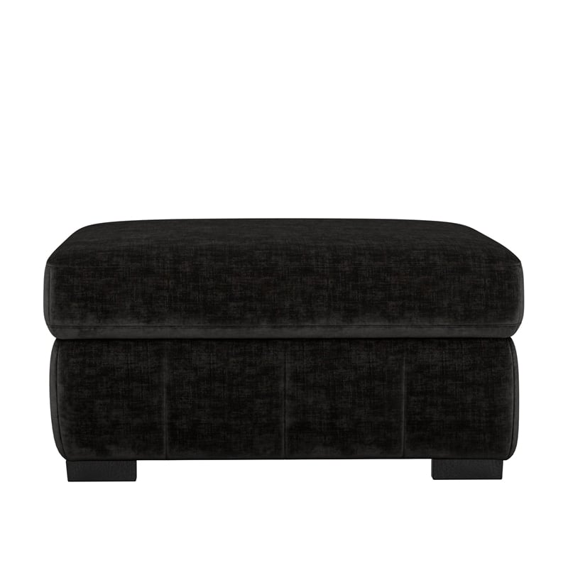 Black Fabric Storage Ottoman