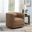 Brown Contemporary Polyester Swivel Accent Chair