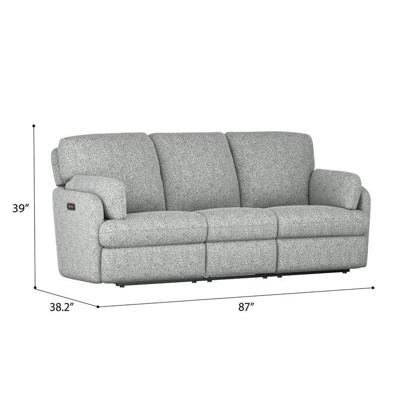 Gray Power Reclining Sofa with Hidden Storage