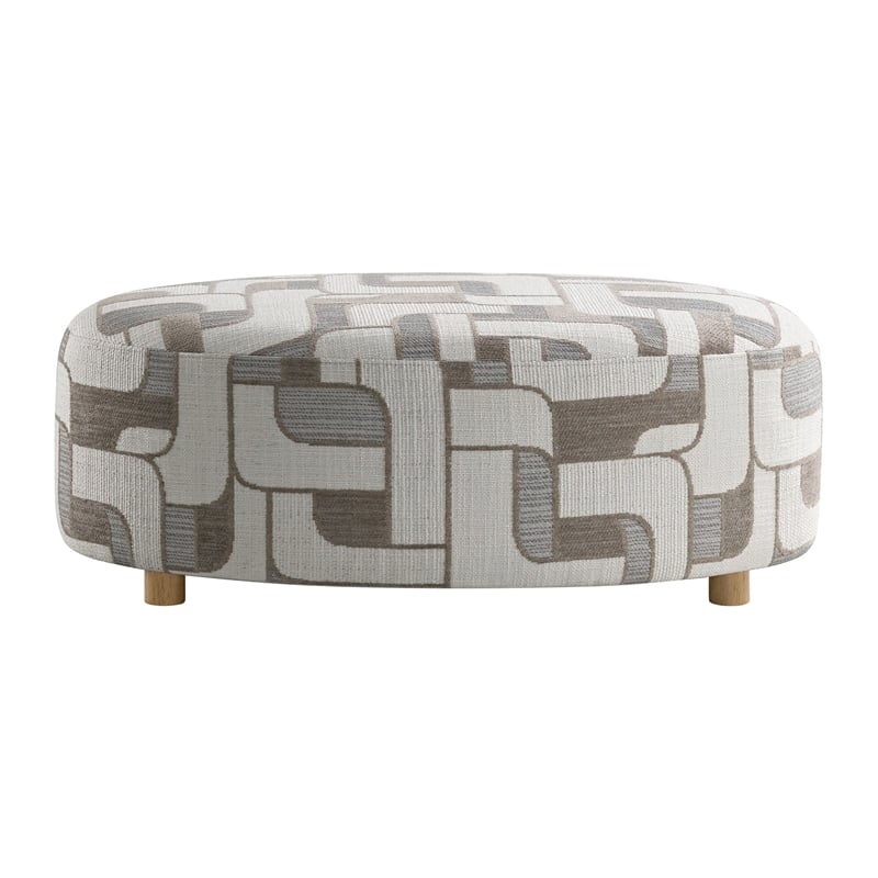 Gray Midcentury Oval Ottoman 28