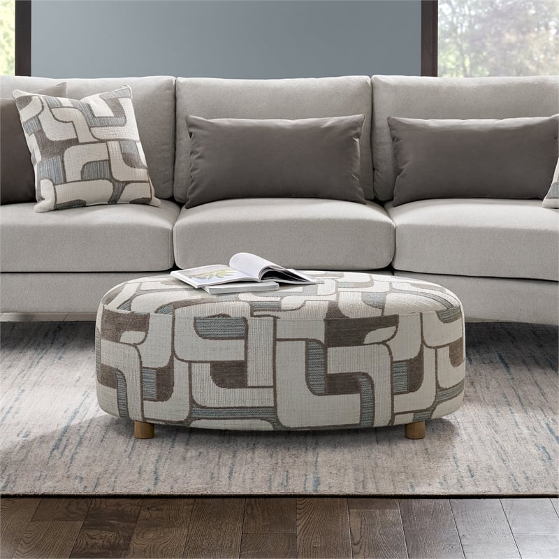 Gray Midcentury Oval Ottoman 28