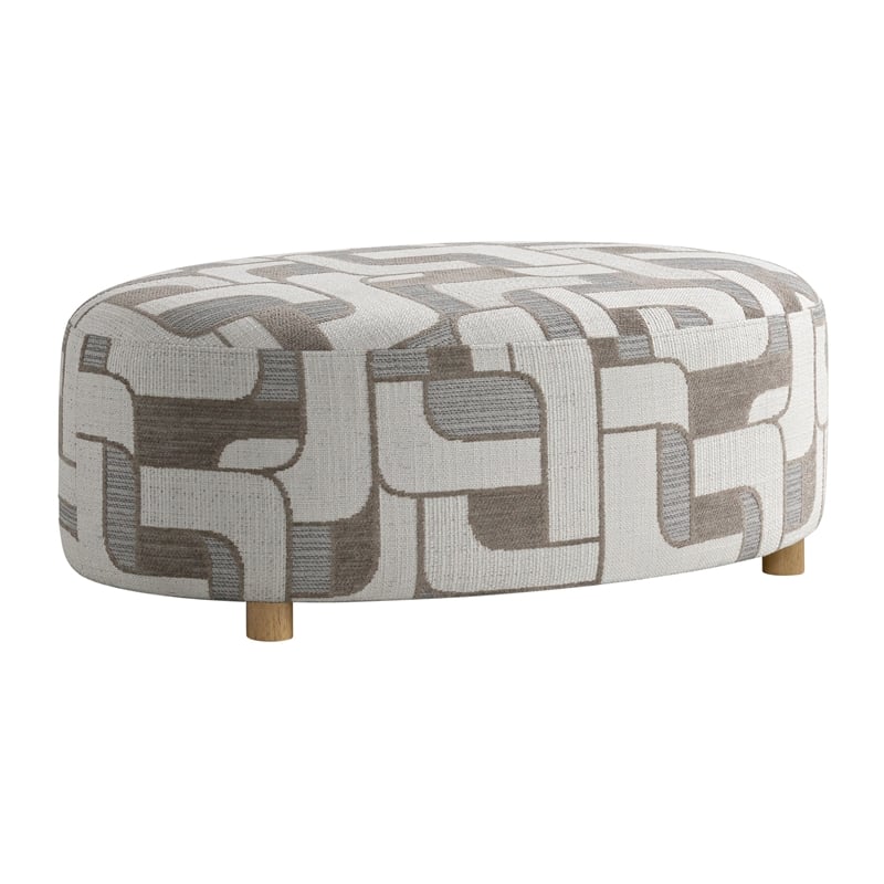 Gray Midcentury Oval Ottoman 28