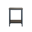 Brown End Table with Black Metal Frame