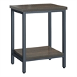 Brown End Table with Black Metal Frame