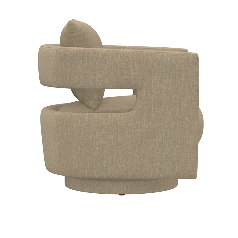 Tan Open Back Cutout Swivel Accent Chair