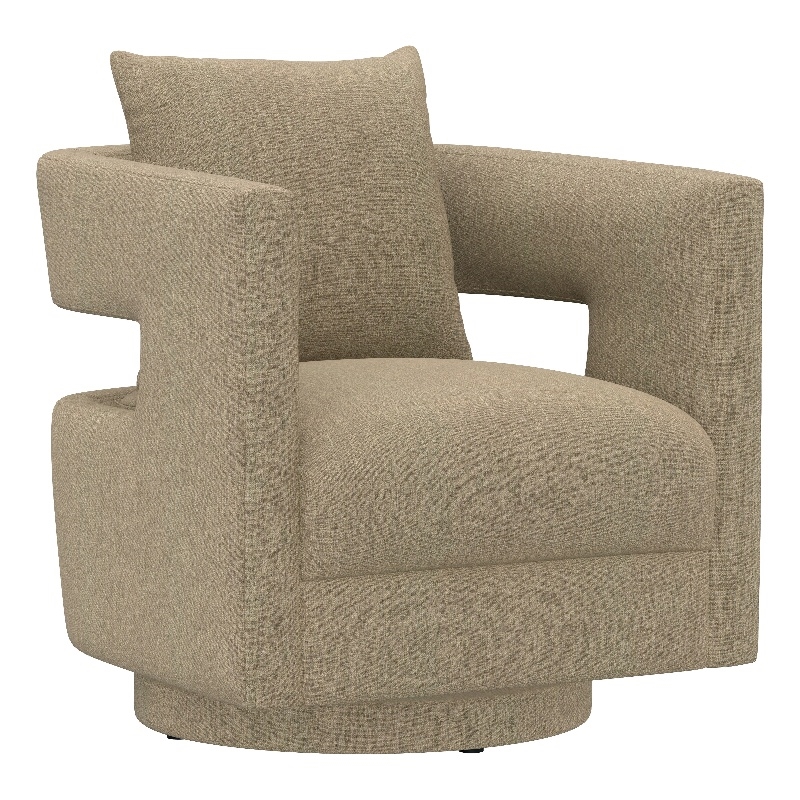 Tan Open Back Cutout Swivel Accent Chair