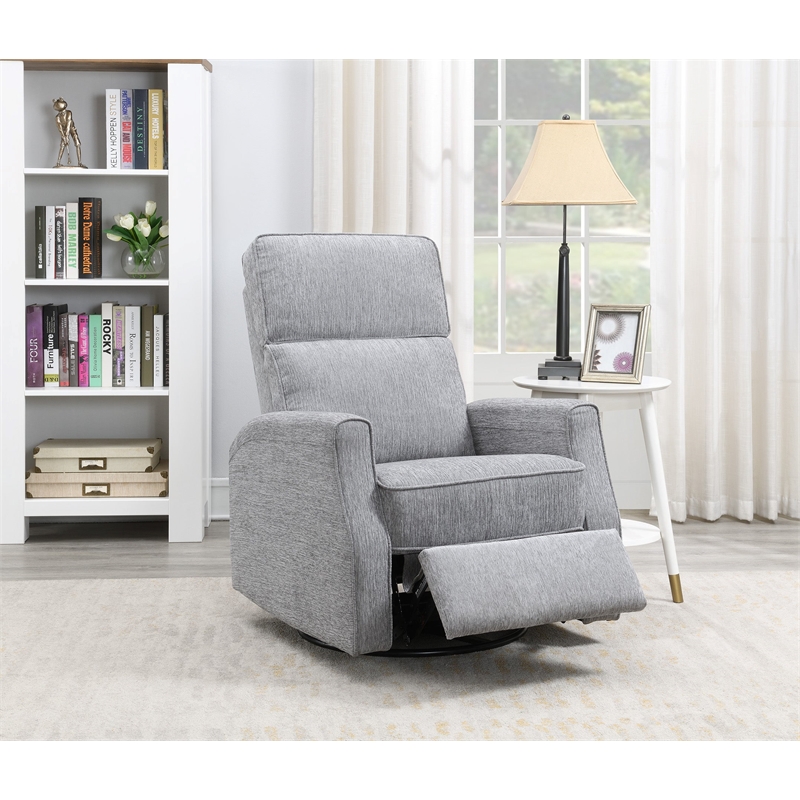 Gray Transitional Swivel Gliding Recliner