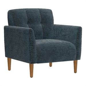 Blue Chenille Transitional Swivel Accent Chair