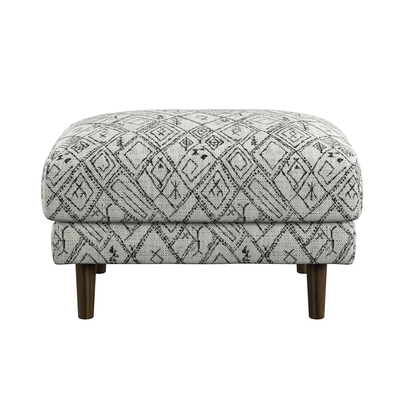 Black and White Mid-Century Corduroy Ottoman