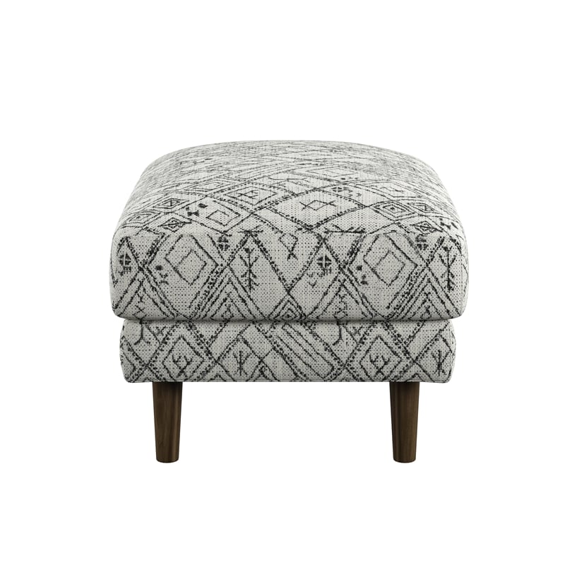 Black and White Mid-Century Corduroy Ottoman