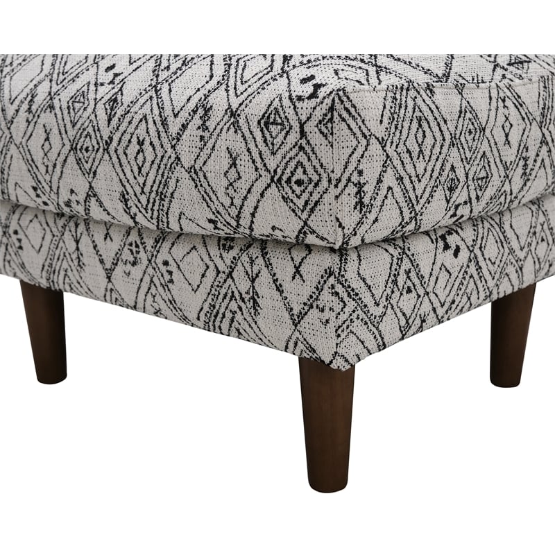 Black and White Mid-Century Corduroy Ottoman