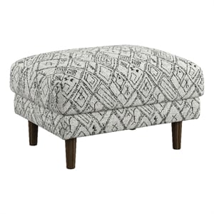 Black and White Mid-Century Corduroy Ottoman