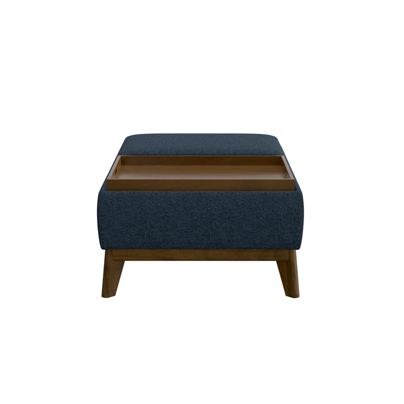 Blue Mid-Century Reversible Tray Ottoman