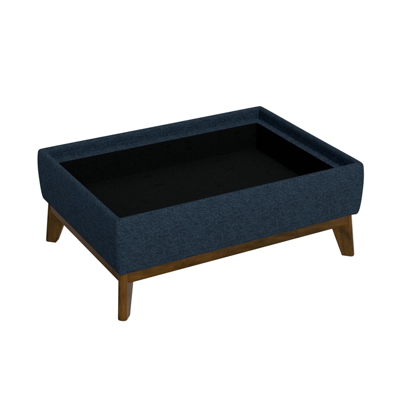 Blue Mid-Century Reversible Tray Ottoman