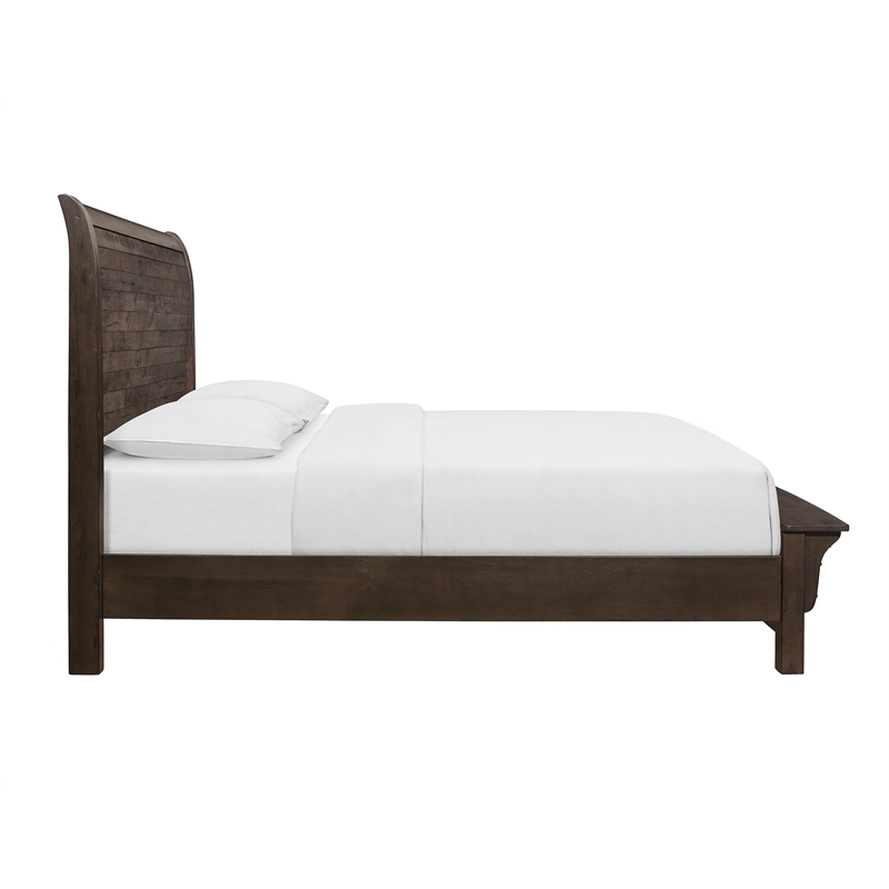 Brown Solid Wood King Sleigh Bed