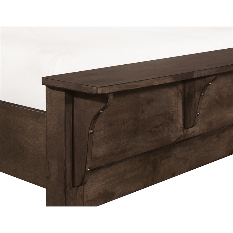Brown Solid Wood King Sleigh Bed