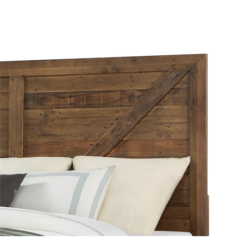 Brown Rustic Pine King Bed