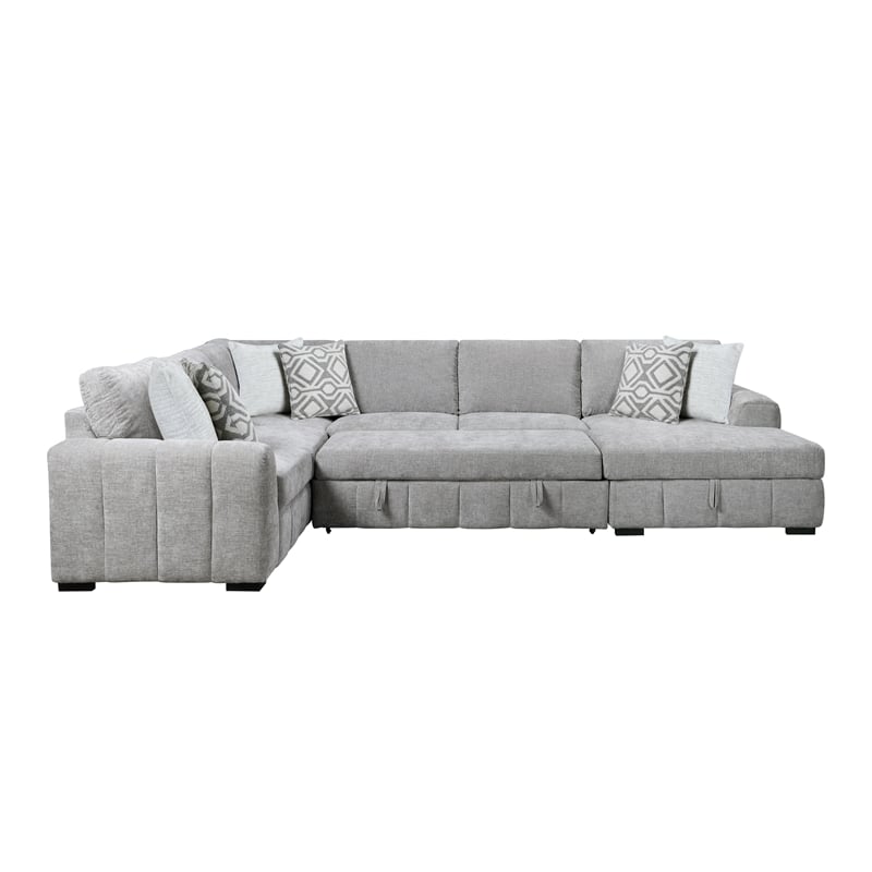 Gray Pop-Up Sleeper Sectional with Storage Chaise