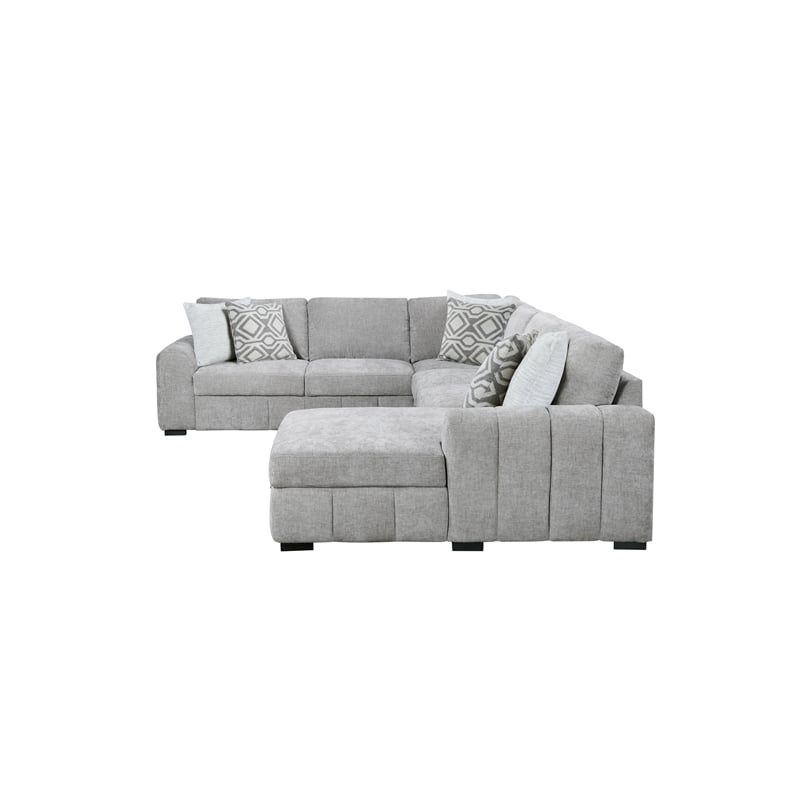 Gray Pop-Up Sleeper Sectional with Storage Chaise