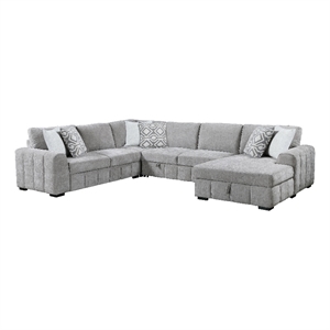 Gray Pop-Up Sleeper Sectional with Storage Chaise