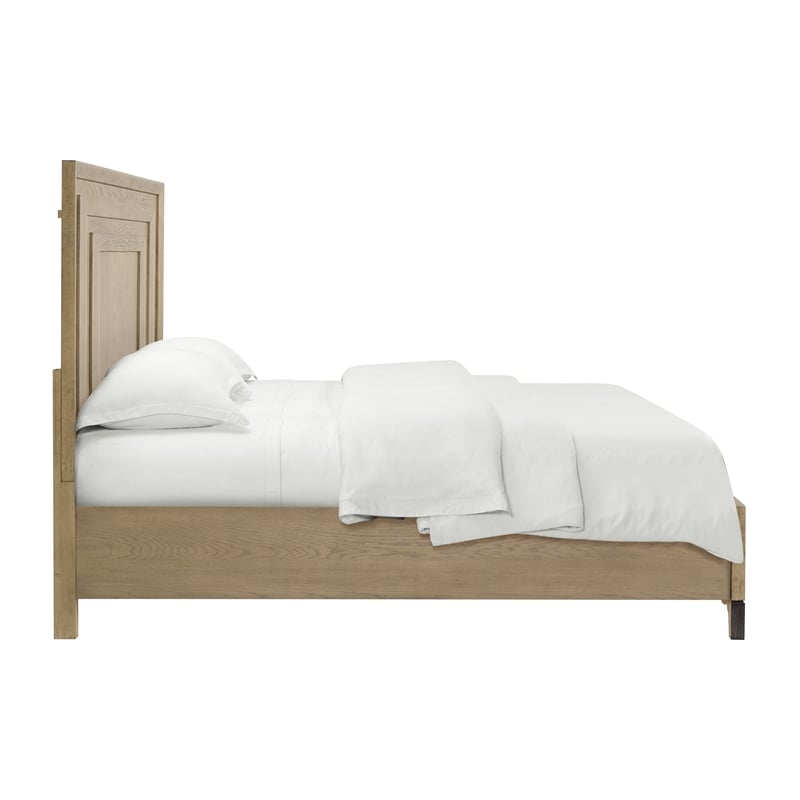 Brown Oak Veneer King Panel Bed