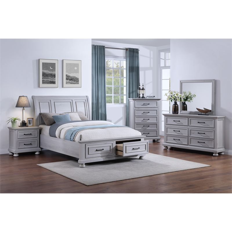Gray Coastal Storage Queen Storage Bed