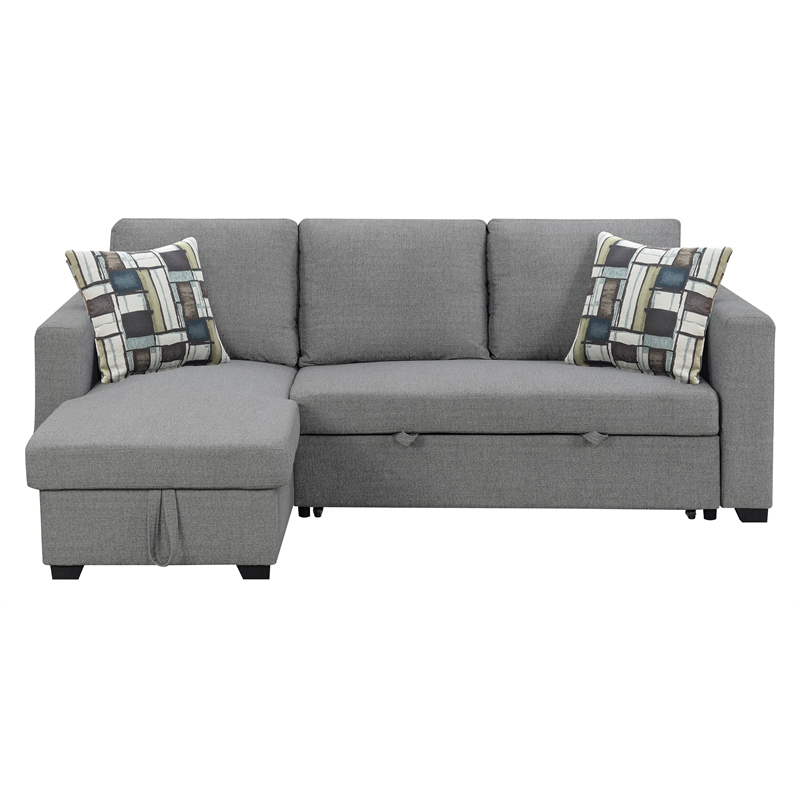 Wallace & Bay Pop-Up Sleeper Sectional with Storage Chaise in Gray