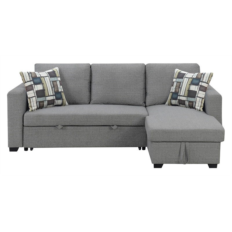 Wallace & Bay Pop-Up Sleeper Sectional with Storage Chaise in Gray