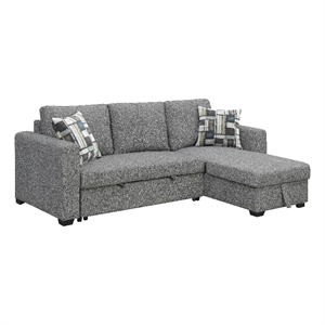 Wallace & Bay Pop-Up Sleeper Sectional with Storage Chaise in Gray