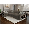 Brown Pop-Up Sectional Sofa with Storage and Fold-Down Console