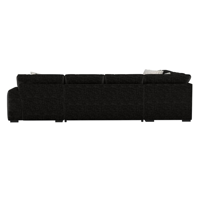 Black Pop-Up Sleeper Sectional Sofa with Storage Chaise and Ottoman