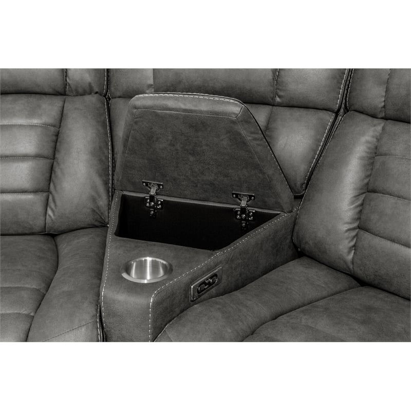 Gray Sectional Sofa 5-Piece with Dual Power Recline and Storage