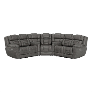 Gray Sectional Sofa 5-Piece with Dual Power Recline and Storage