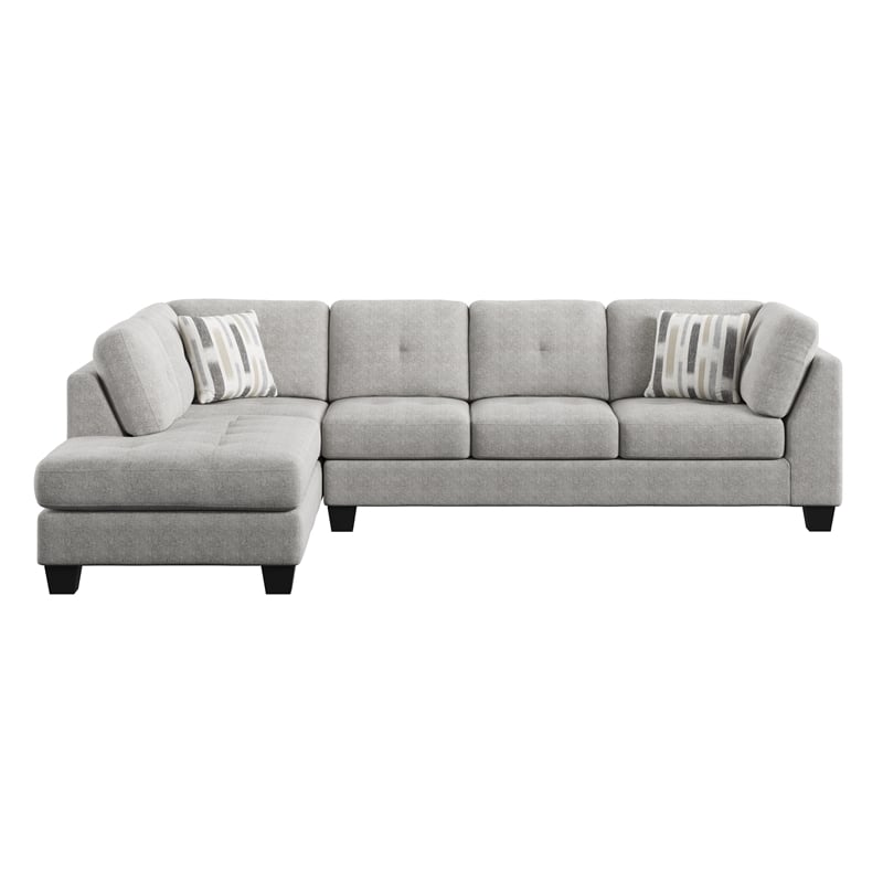 Gray Chenille Upholstered Chaise Sectional
