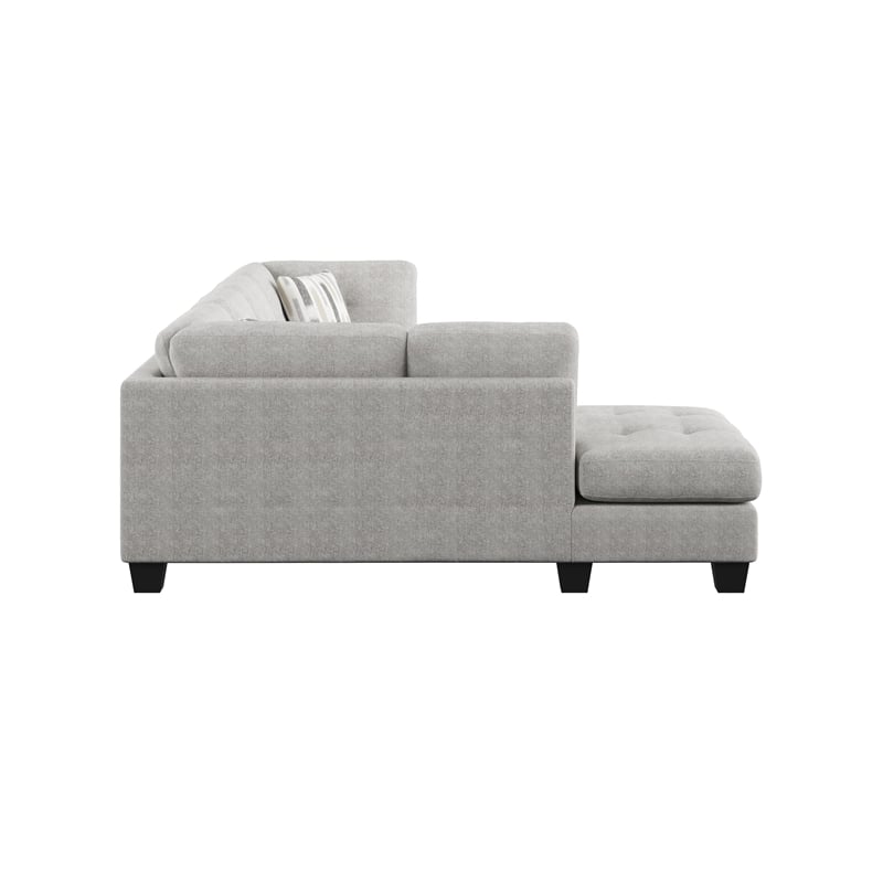 Gray Chenille Upholstered Chaise Sectional