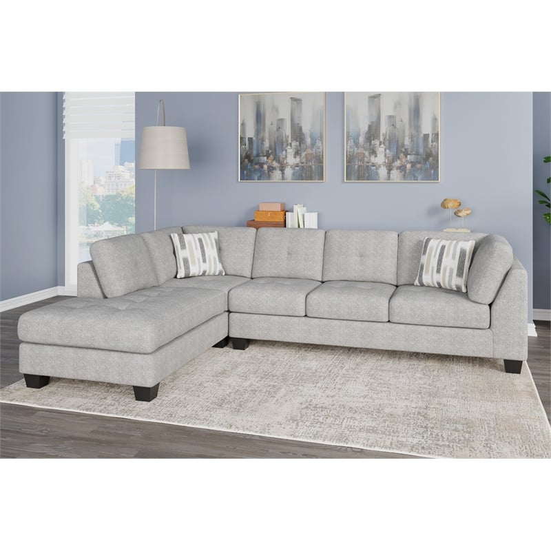 Gray Chenille Upholstered Chaise Sectional