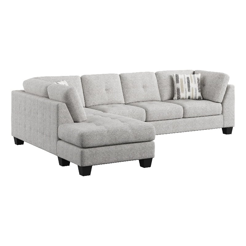 Gray Chenille Upholstered Chaise Sectional