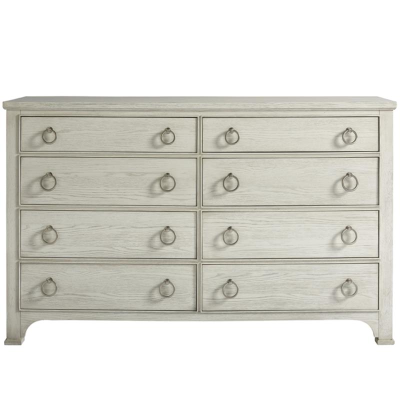 The Escape 8 Drawer Dresser with Silver Ring Pulls in Sandbar Gray Finish
