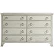The Escape 8 Drawer Dresser with Silver Ring Pulls in Sandbar Gray Finish