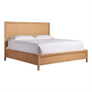 coastal living escape long key woven rattan queen panel bed in brown